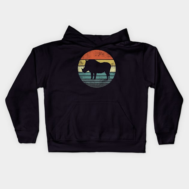 Warthog Lover Retro Vintage Zoo Silhouette Kids Hoodie by stayilbee